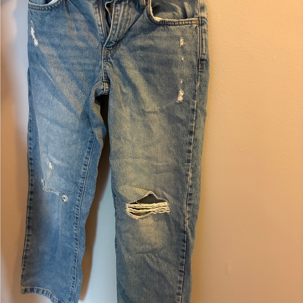 Cotton On Blue Relaxed Jeans with Distressed Details
